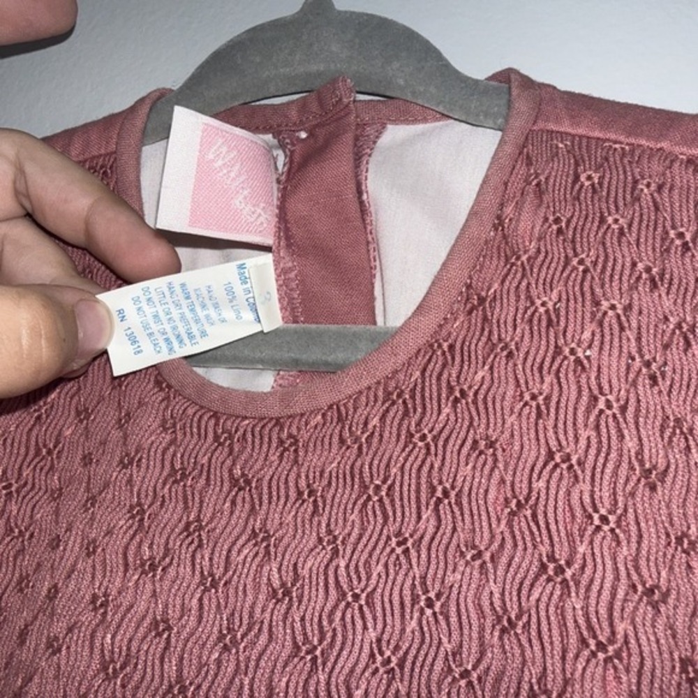 Vtg Smocked Dress Girls Sz 3T Heirloom Will' Beth Pearls Pink Full length Linen - Picture 3 of 6